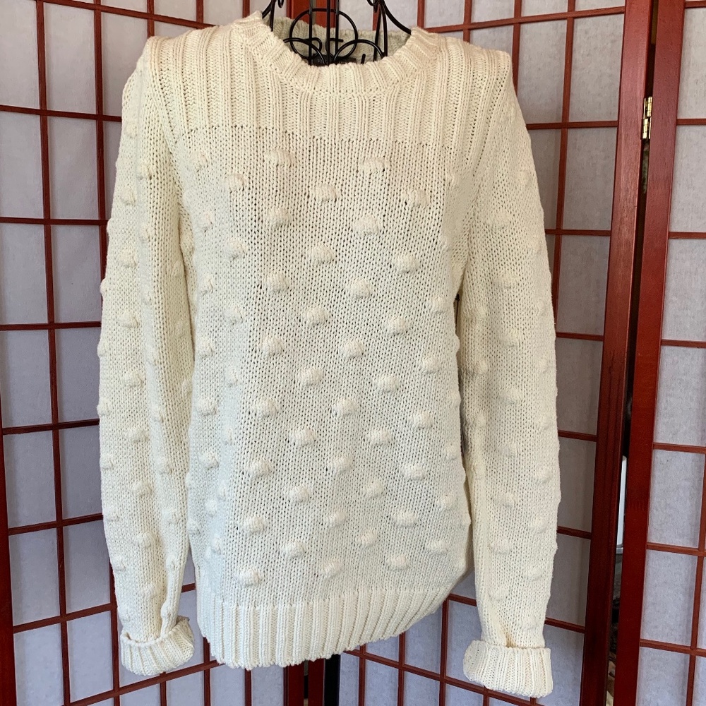 Vince Camuto NWT Ivory Textured Cotton Sweater - Picture 1 of 6